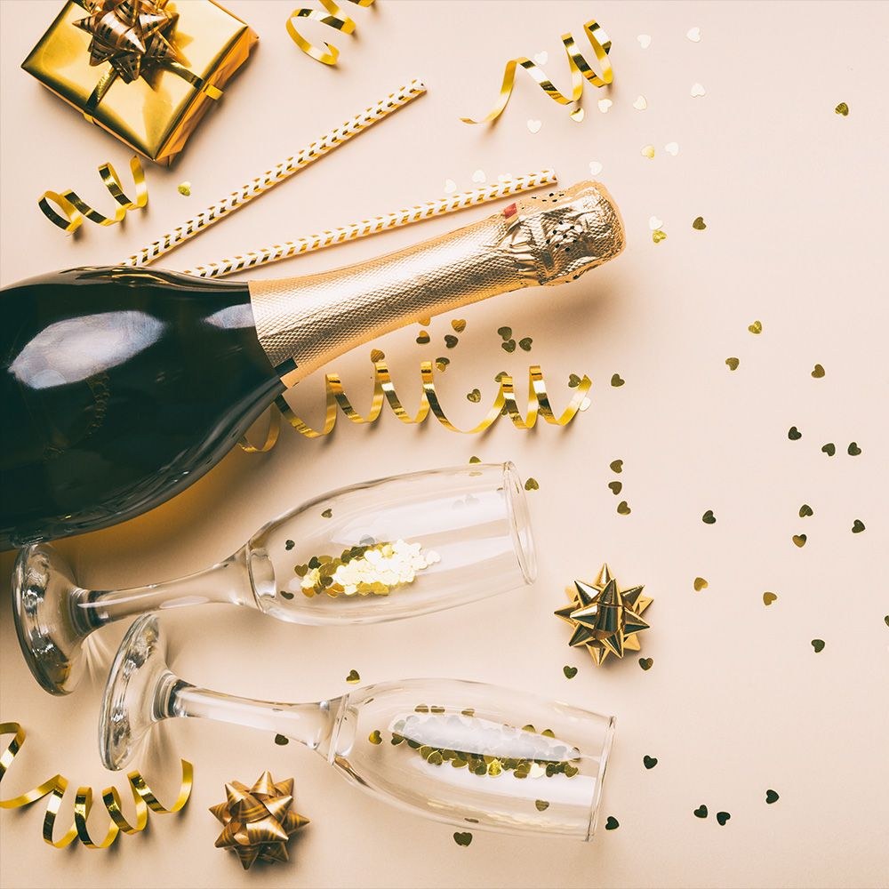 Champagne flutes at a celebration
